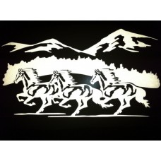 Reflective Vinyl Wild Horses Mountain Scene