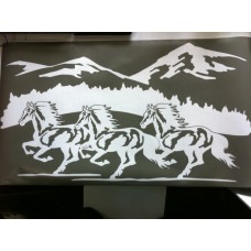 Vinyl Stencil For Office Kids Wild Horse Mountain Scene